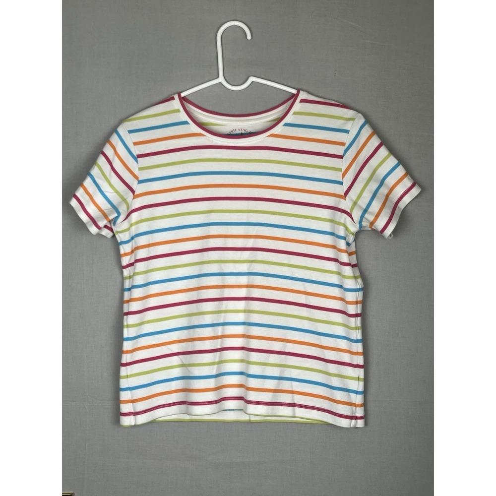 White Stag Womens Small Striped T Shirt Multicolor Short Sleeve Casual Top